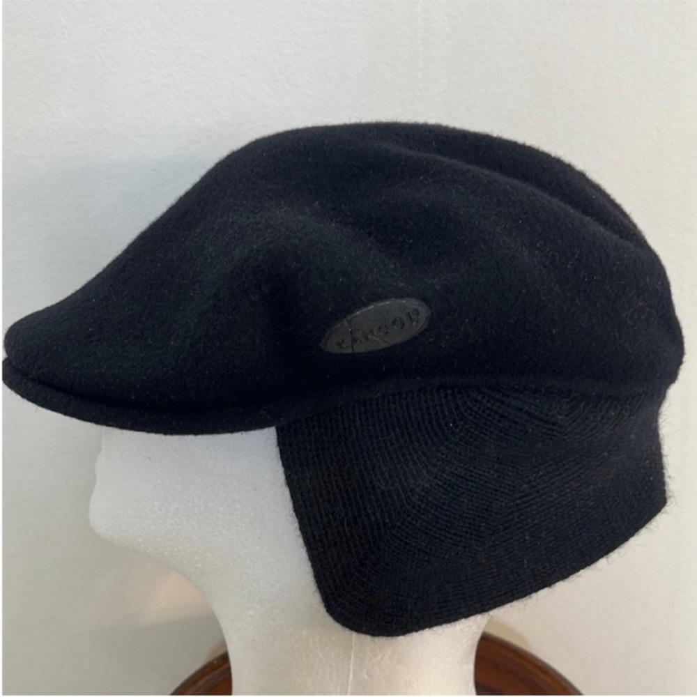 Kangol 504 Cap Black Wool Earflaps Vintage Size Small